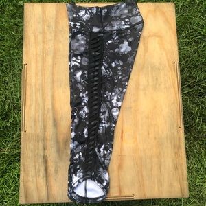 lululemon black and white crops with mesh